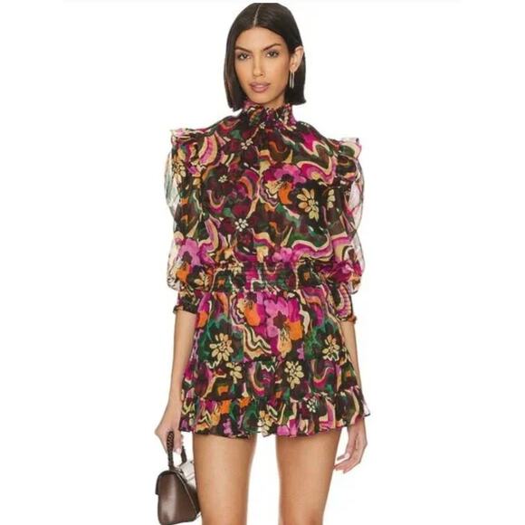 Misa Los Angeles Dresses & Skirts - Misa Los Angeles Dress XS Gianna Floral Mini Groove Retro Multicolor Artsy Boho